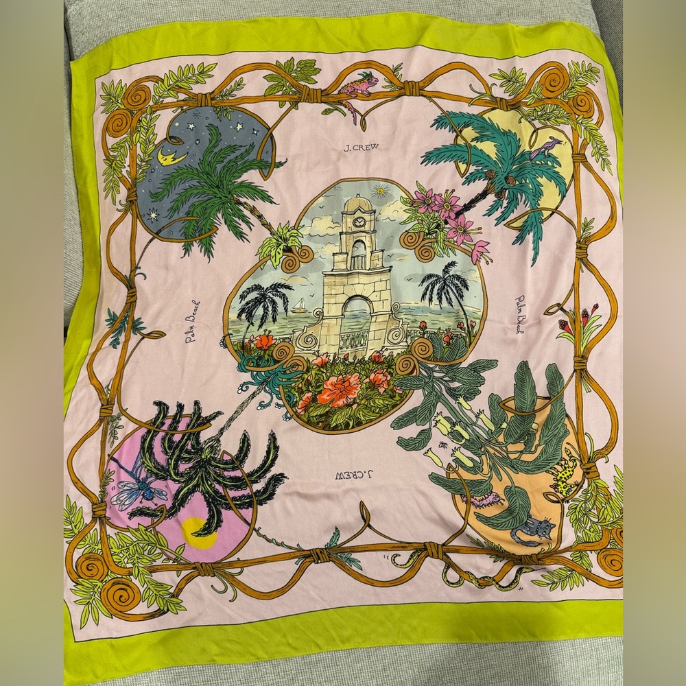 J. Crew Passport Palm Beach Oversized Silk Scarf